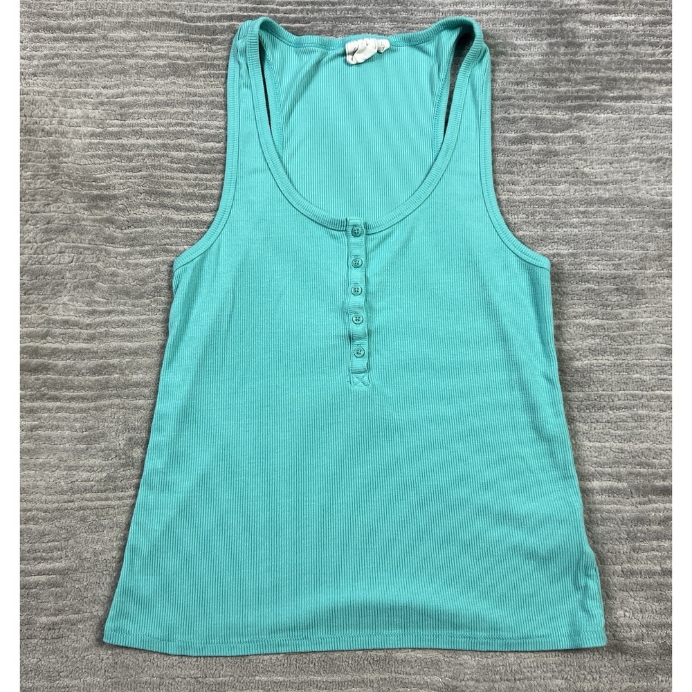 White Crow‎ Top Womens Large Green Sleeveless Tank Ribbed Rayon Blend
